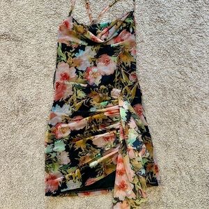 Floral Print Dress with Ruched Detail